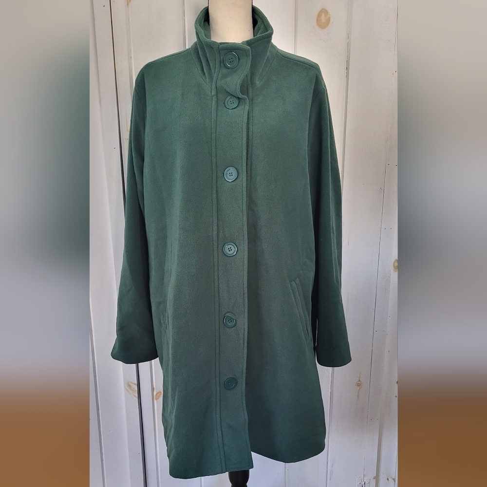 Vintage 90's Green Fleece Button Down Dress Jacket